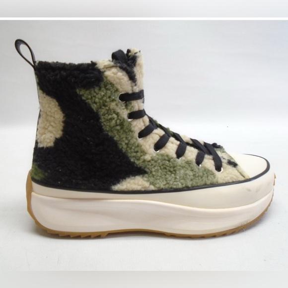 Women's Steve Madden Faux Fur Platform Hi-Tops: Green/White, Sz. 10M - Picture 2 of 8